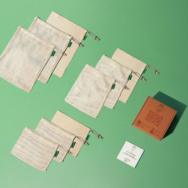Reusable Produce Bags Organic Cotton - Set of 9