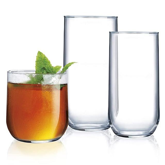 Luminarc Metro 18 Piece Drinkware Set, 6 Short Glasses, 6 Medium Glasses, 6 Tall Glasses