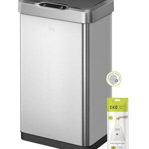 EKO Mirage-T 50 Liter / 13.2 Gallon Touchless Rectangular Motion Sensor Trash Can, Brushed Stainless Steel Finish