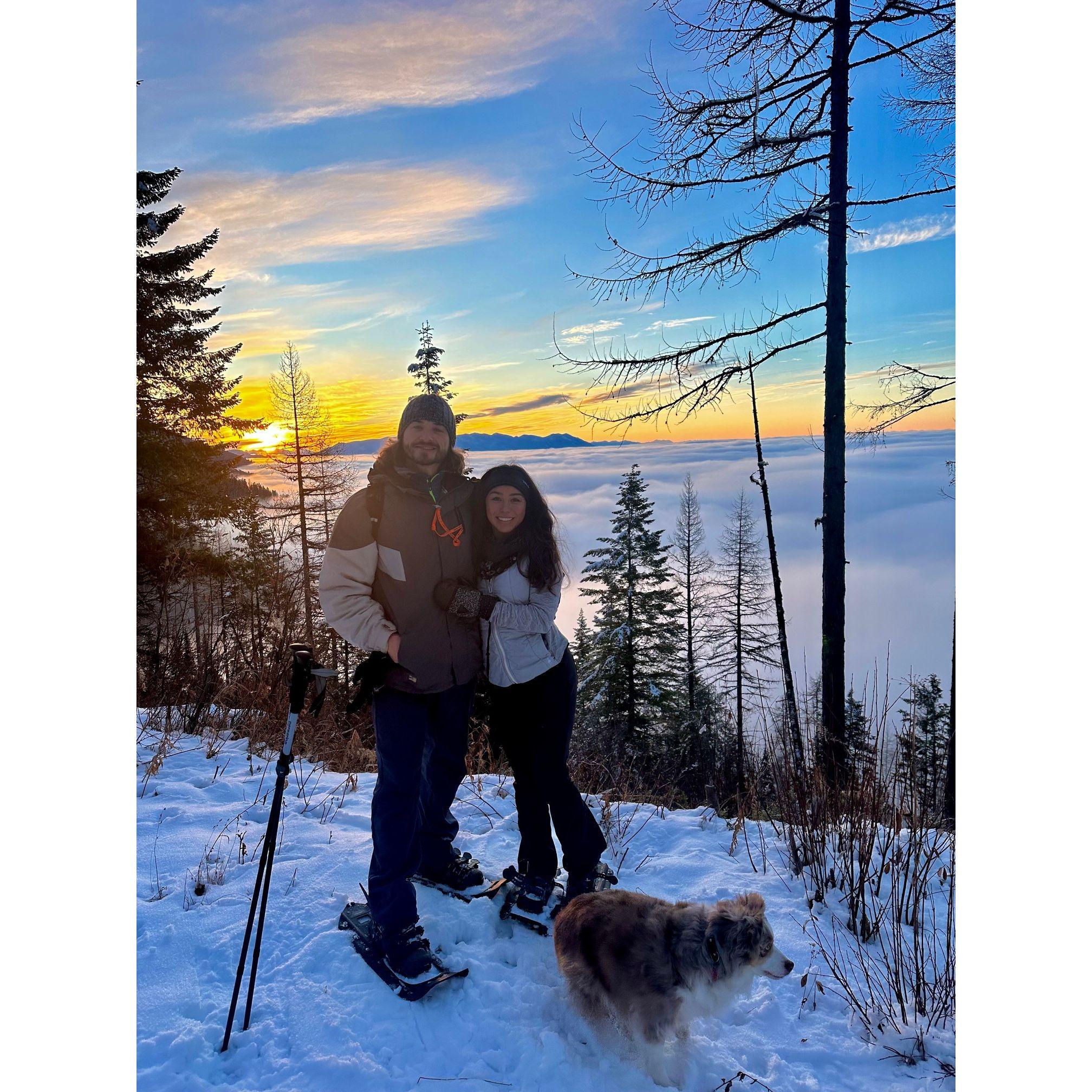 Snowshoeing for sunrise at our ski resort 15 minutes from home