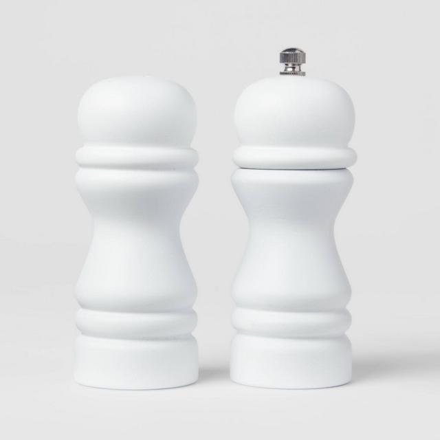 2pc Acacia Turned Salt and Pepper Grinder Set White - Threshold™