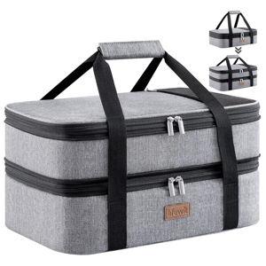Insulated Double Casserole Carrier, Grey
