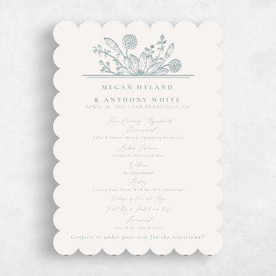 White Scalloped Wedding Program - Preciada