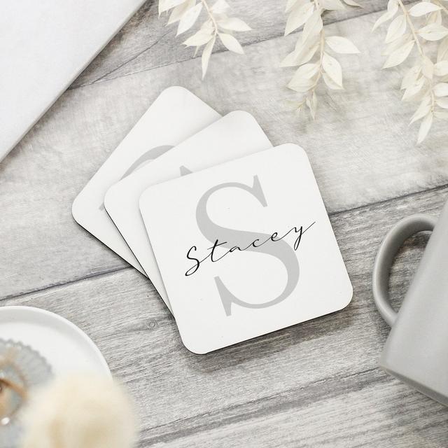 Personalised Initial Coaster, Subtle Grey...