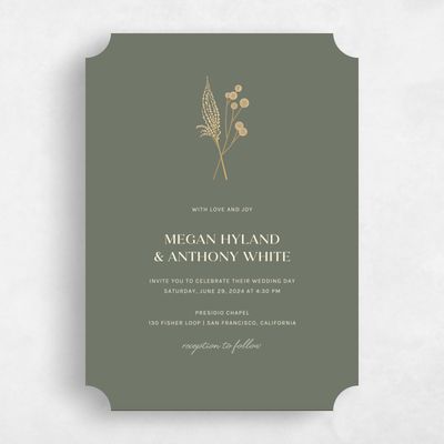 Green Ticket Wedding Invitation - Brendlyn Portrait