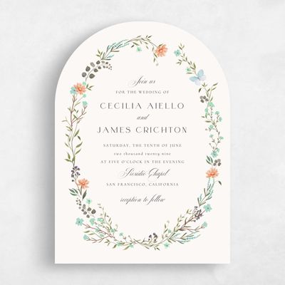 Beige Arch Wedding Invitation - Papillon Portrait