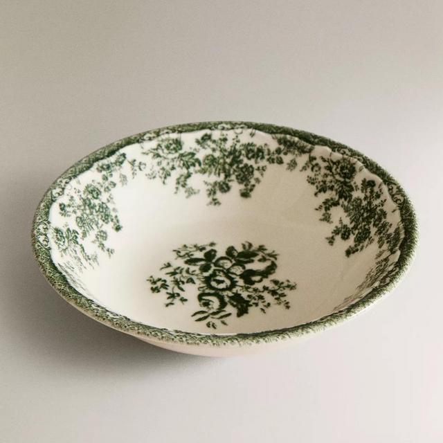 FLORAL EARTHENWARE BOWL - GREEN