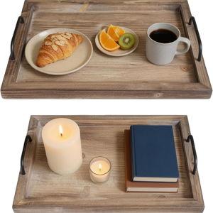 Rustic Vintage Food Serving Trays (Set of 2) (Rustic Burnt)