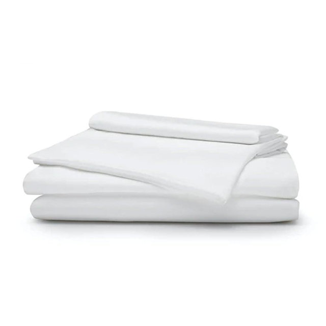 Sleepgram Viscose Fiber King Size Bed Sheet Set with Flat Sheet, Fitted Sheet, and 2 Pillowcases for Comfortable Night's Sleep, White