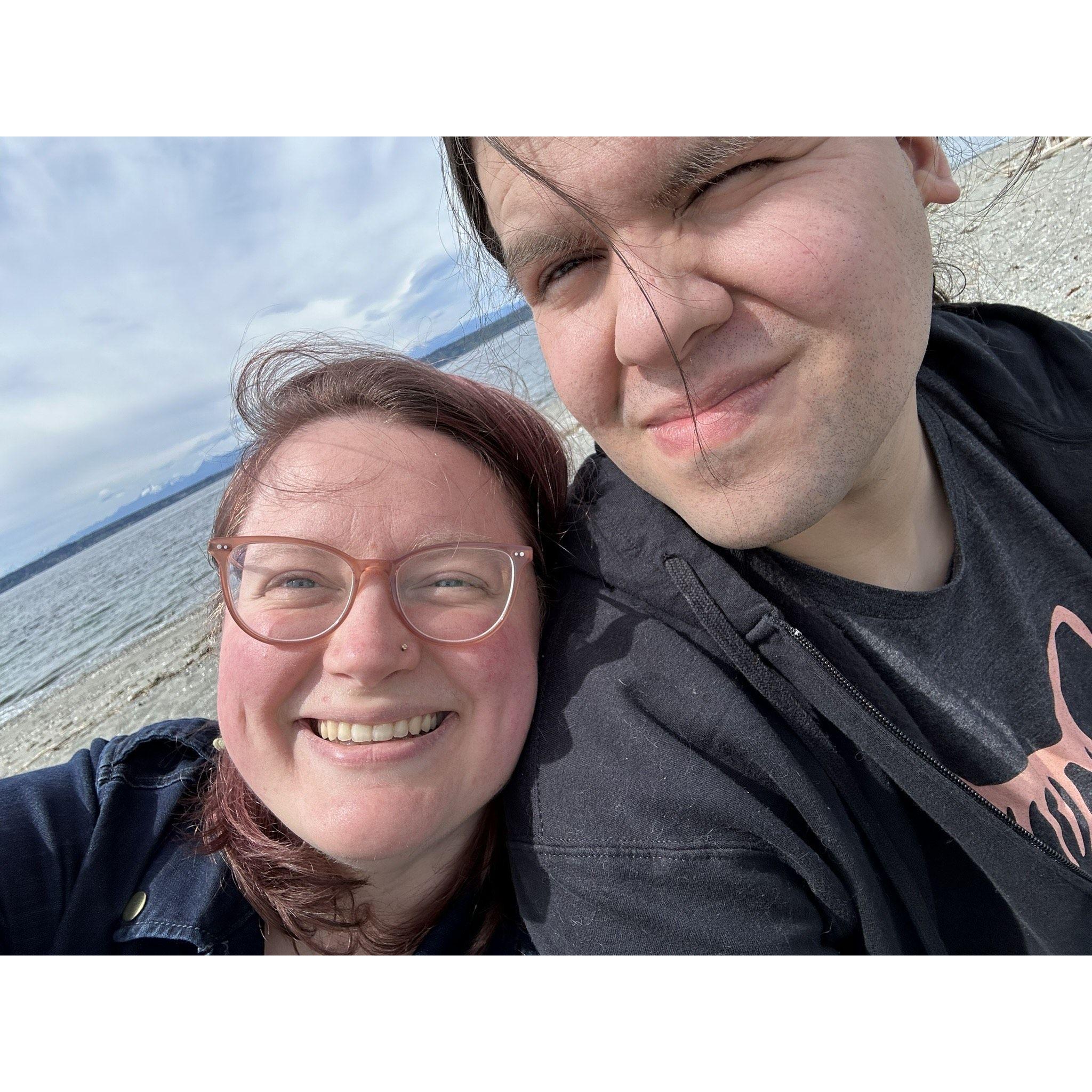 Beach selfie at our favorite Edmonds beach.