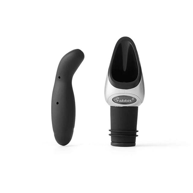 Rabbit Wine Pourer with Stopper (Black)