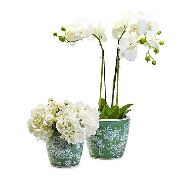 Two's Company Countryside Set of 2 Hand-Painted Cachepots/Planters