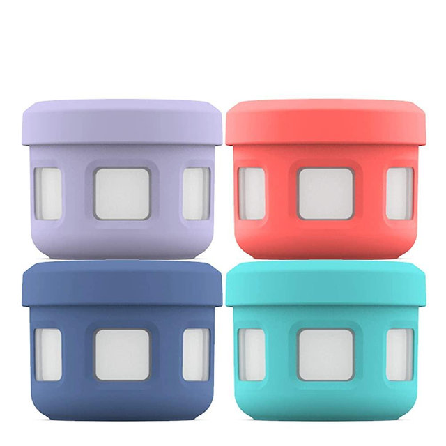 Ello Plastic 4Pc Condiment Set Food Storage Container, 5 oz, Fruit Cobbler