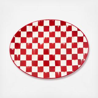 Cherry Check Stoneware Serving Platter