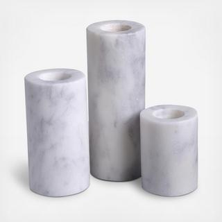 3-Piece Marble Cylinder Pillar Taper Holder