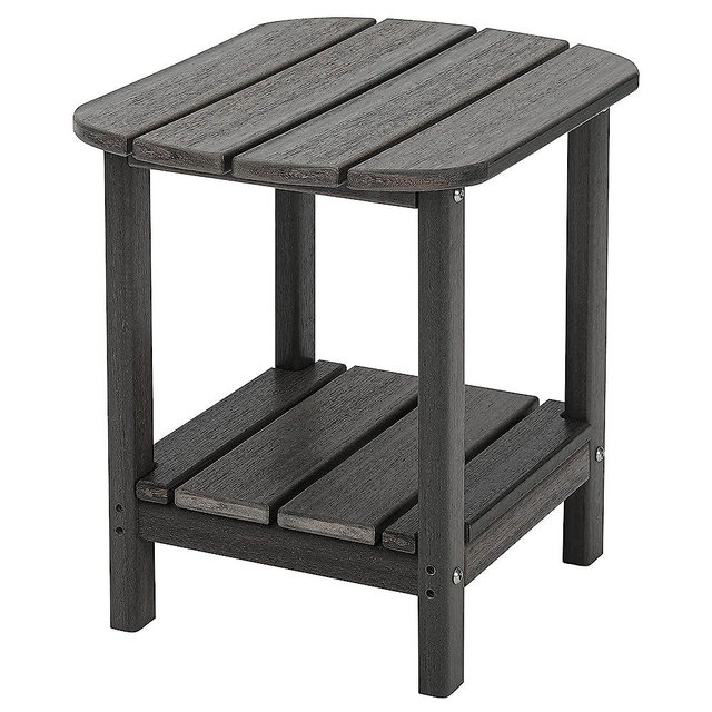 LZRS Double Adirondack Side Table, Outdoor Side Tables, End Tables for Patio, Backyard,Pool, Indoor Companion, Easy Maintenance & Weather Resistant(Gray Mixture)