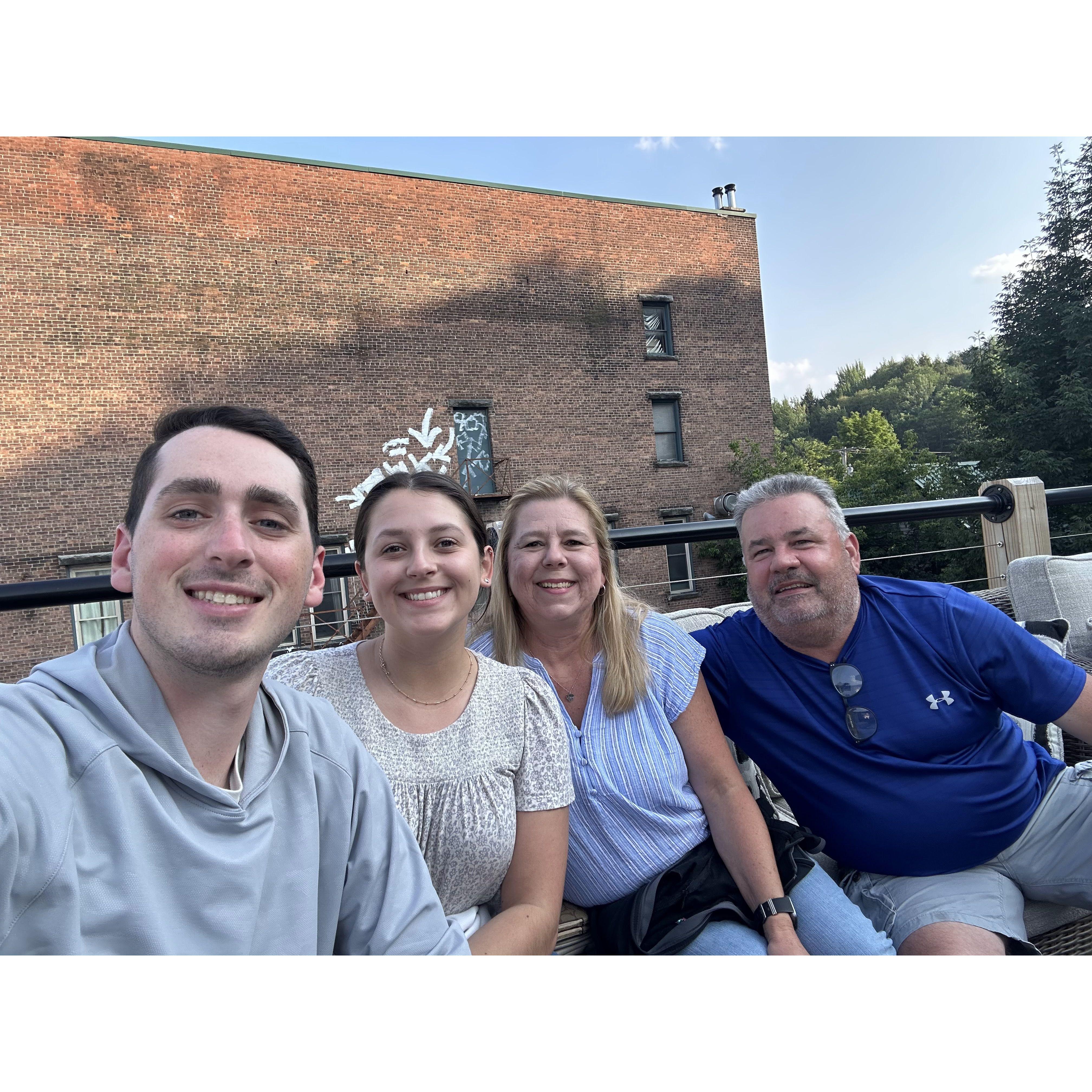 Rooftop bar in the Adirondacks with Lindsey's parents!