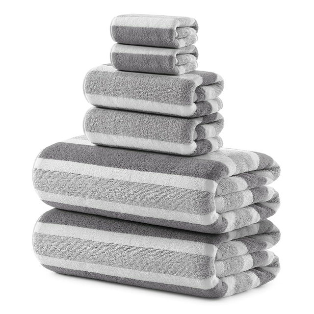 REDKISS Ultra Soft Bath Towel Set 6-Piece 35"x70" | 100% Microfiber, Highly Absorbent, Quick Dry | Gray Towels for Bathroom, Spa, Gym | 2 Bath, 2 Hand, 2 Washcloths
