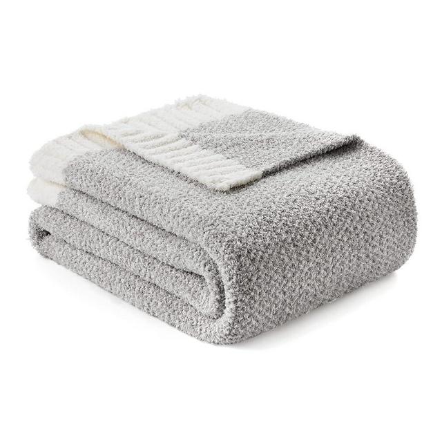 Snuggle Sac Heather Grey Throw XL Blanket for Couch, Super Soft Warm Blankets Cozy Knit Fuzzy Microfiber Throws Dupes for Sofa, Bed, Camping, Picnic, Heather Grey, 50x70 inches