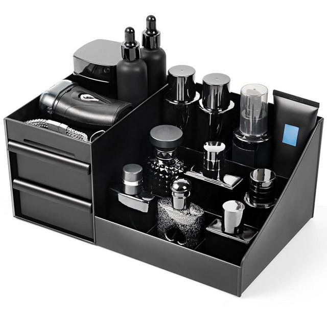 Mens Organizer,Perfume Organizer,Cologne Stand,Cologne Shelf,Perfume Stand,Bathroom Countertop Storage,Shelf for Bathroom Counter,Mens Dresser,Men Bedroom,Birthday Gifts for Men(Black)