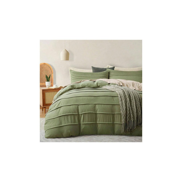 Sage Green King Duvet Cover Set, 3PCS Soft Breathable with Zipper, 104x90 green King