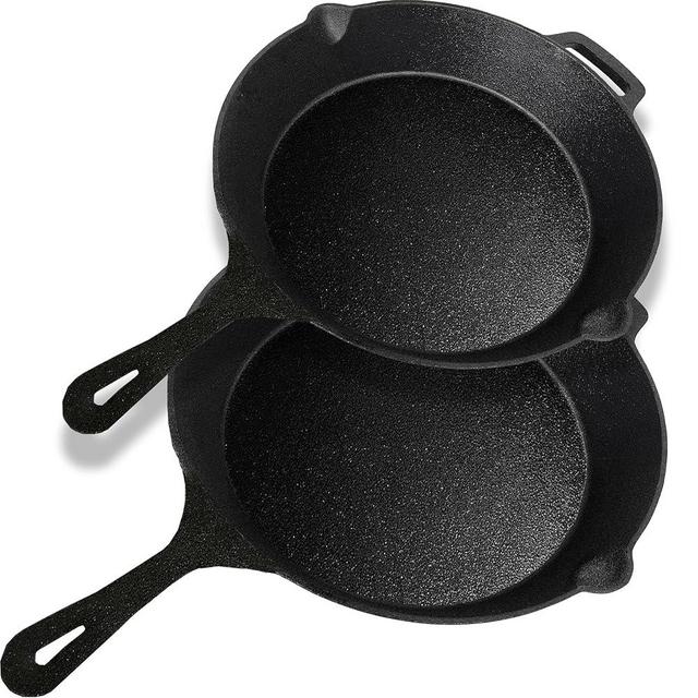 Simple Chef Cast Iron 2 Piece Bundle - 10" and 12" Cast Iron Skillets