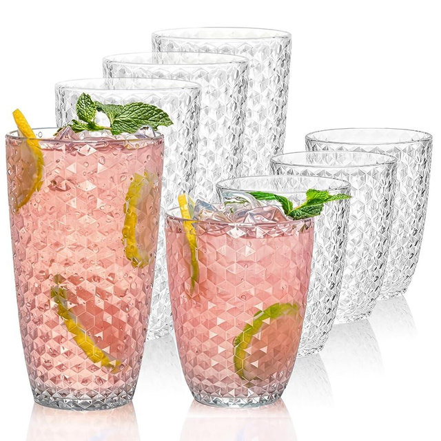 BELLAFORTE Shatterproof Plastic Tumbler Set – Laguna Beach 19oz Tall & 12oz Short Drinking Glasses – Unbreakable Stackable Drinkware for Indoor Outdoor, Dishwasher Safe, BPA Free (Clear, 8)