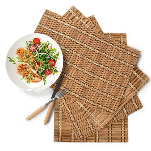 Bamboo Placemats – 4 pcs Wooden Placemat Set for Dining Room and Kitchen – Bamboo Table Placemat – Elegant and Modern Design – Made with Eco-Friendly Bamboo – Insulating Effect for Table Protection