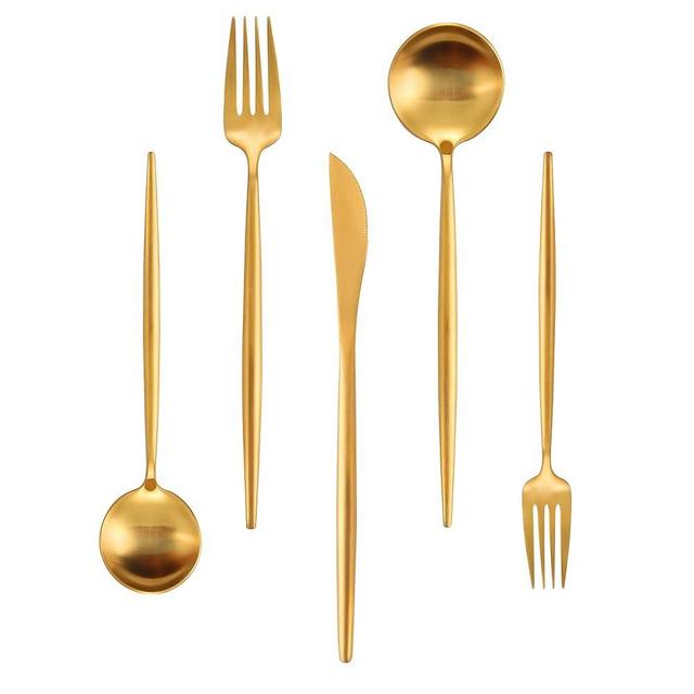 Matte Gold Silverware Set for 12, IBIILII JEFF 60 Pieces Stainless Steel Flatware Set，Kitchen Utensil Set, Tableware Cutlery Set, Knife Spoons And Forks Set, Satin Finished Polished & Dishwasher Safe