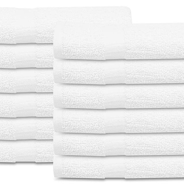 12 Pcs New White (20x40) 100% Cotton Terry Bath Towels Salon/Gym Towels Light Weight Fast Drying