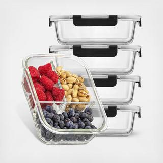 3-Sectional Food Prep Storage Containers, Set of 5