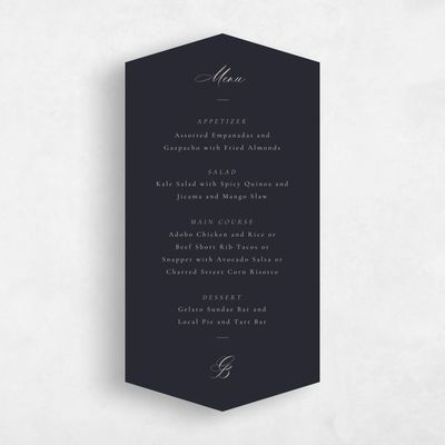Black Diamond Wedding Menu - Twila