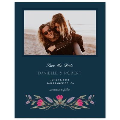 Blue Modern Wedding Digital Save the Date - Jardin Photo