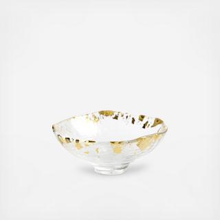 Round Glass Bowl with Gold Flakes