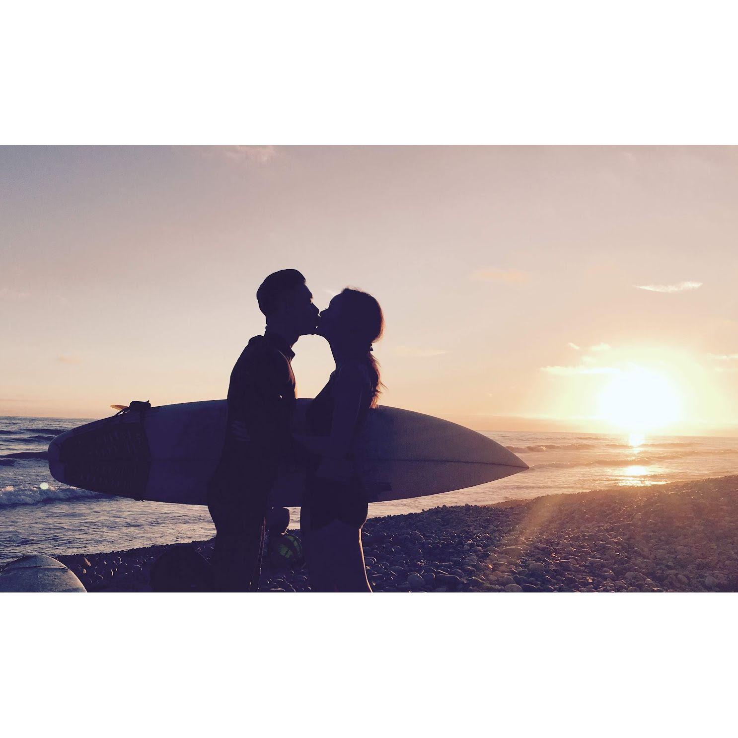 Surfboard & sunset