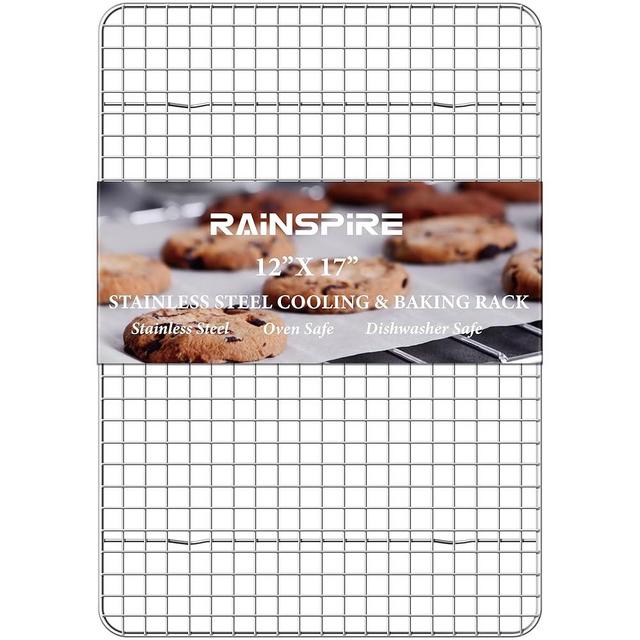 Rainspire Cooling Rack Stainless Steel, Heavy Duty Cooling Racks for Cooking and Baking, Oven Safe Wire Rack for Cooking, Baking Rack for Oven Cooking Fits Half Sheet Cookie Pan, 12" x 17", 1-Pack