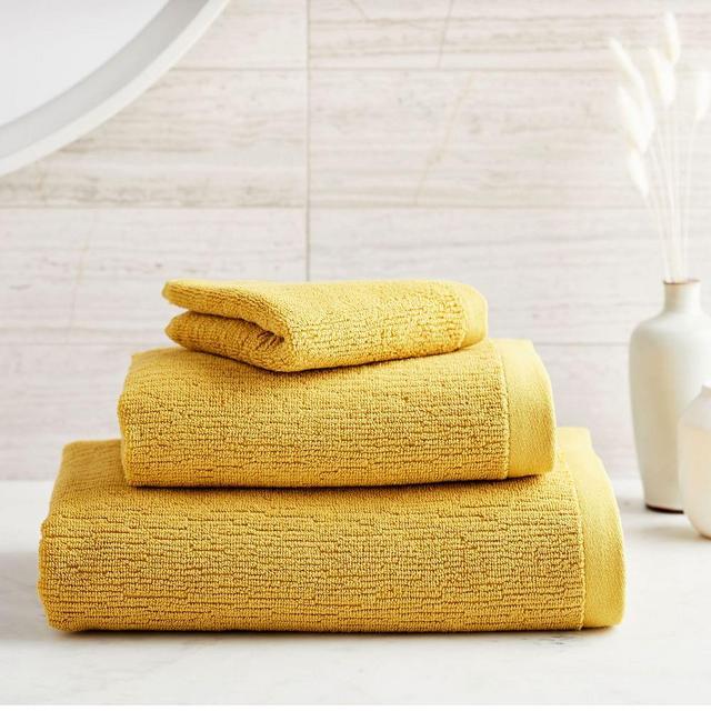 Organic Textured Towel, Set of 3, Dark Horseradish