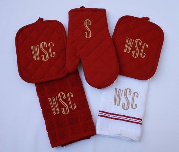 Personalized Kitchen Towel Set-5 Piece Kitchen Towel