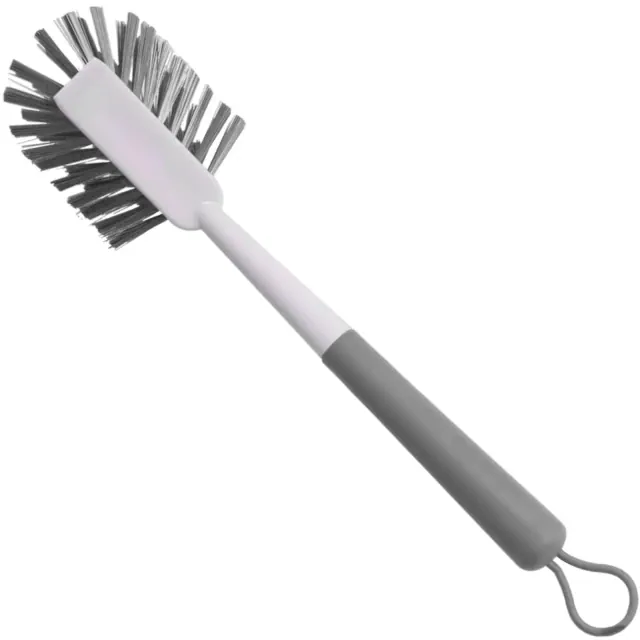 OU Multipurpose Scrub Brush, Heavy Duty Cleaning Scrubber Brush for Bathroom & Kitchen, Nonslip Soft Grip Handle & Built-In Scraper