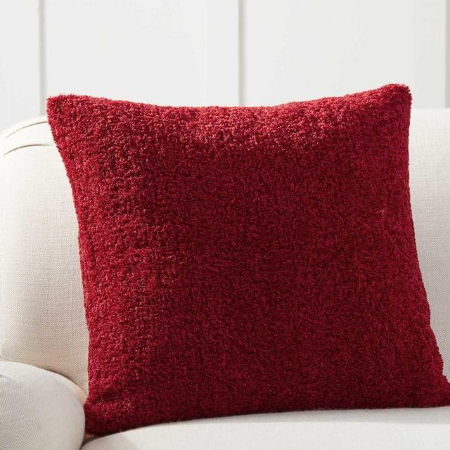 Cozy Teddy Faux Fur Pillow Cover, 20 x 20", Cardinal