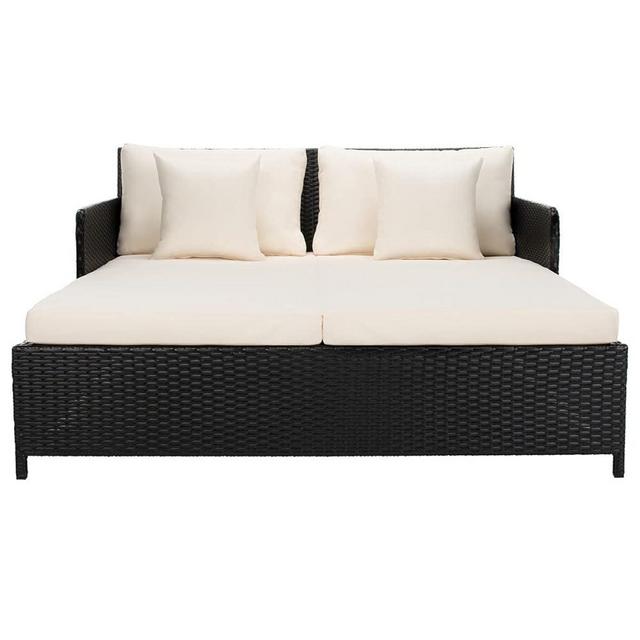 Safavieh PAT7500A Outdoor Collection Cadeo Black and White Cushion Daybed
