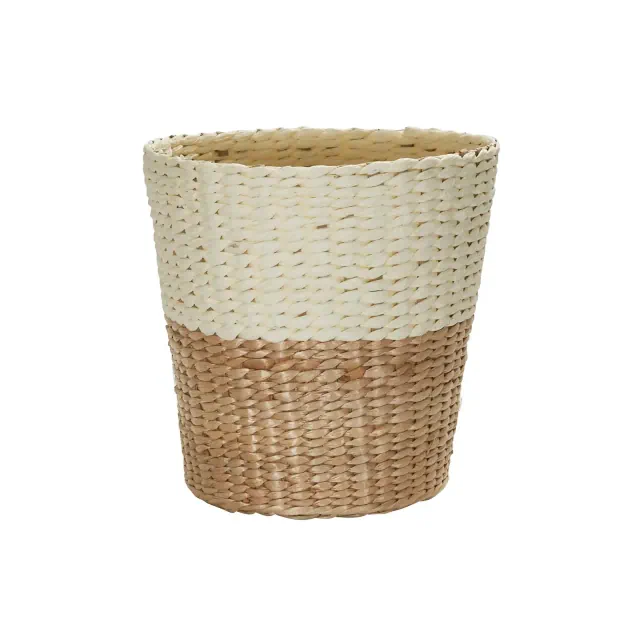 2-Tone Woven Waste Basket, HandWoven Paper Rope Basket, Sturdy and Flexible, Great for the Bathroom, Office or Bedroom