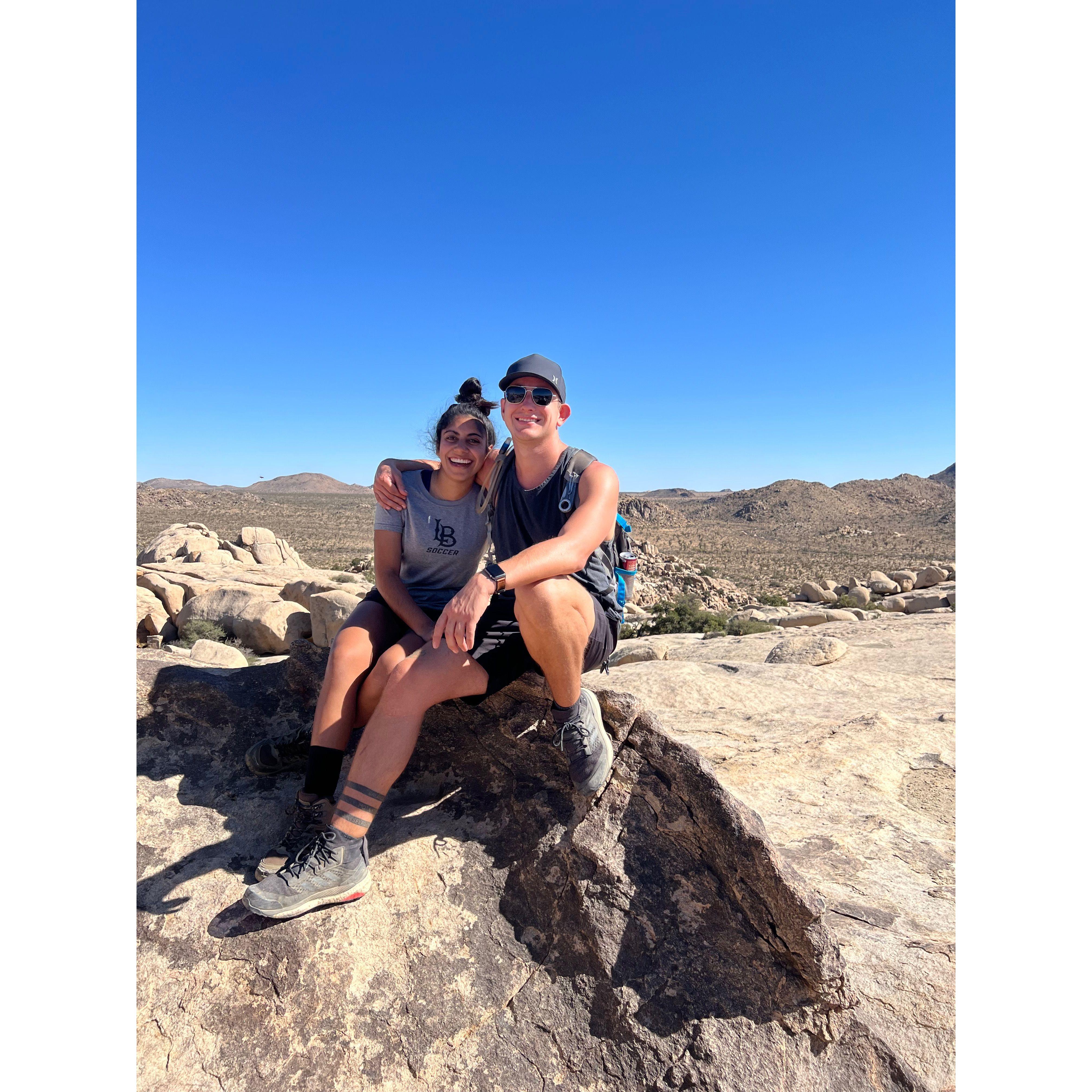 Rock scrambling in Joshua Tree National Park, CA.