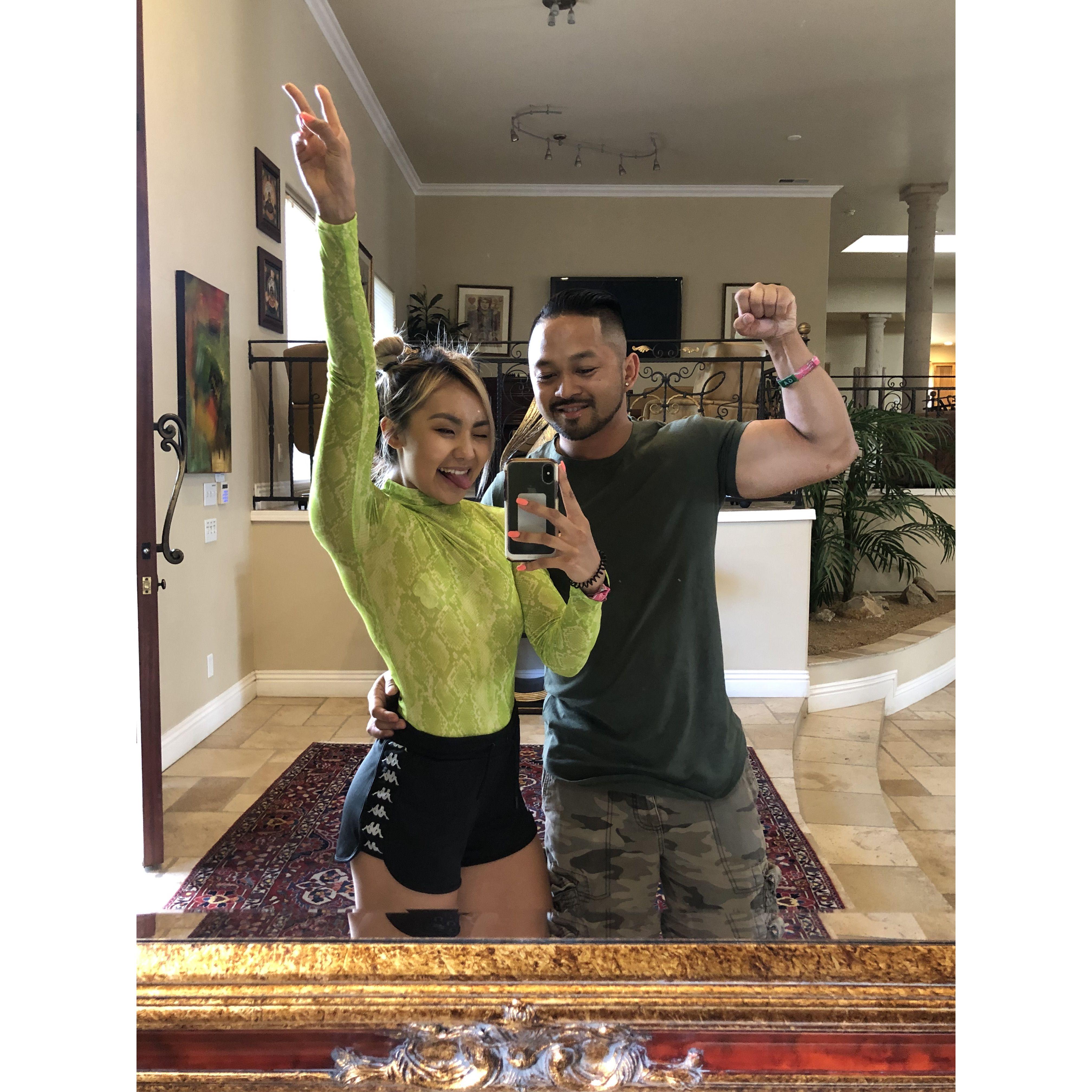 During our favorite festival, Coachella. Music is what brought us together!