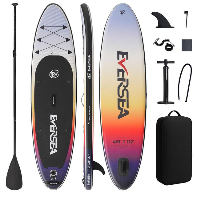 EVERSEA Inflatable Stand-Up Paddle Boards – Available 32"/33"/34" Widths Inflatable Paddle Board with SUP Accessories, Camera Mount, Basic All-Around SUP Board for All Skill Levels, Up to 450lbs