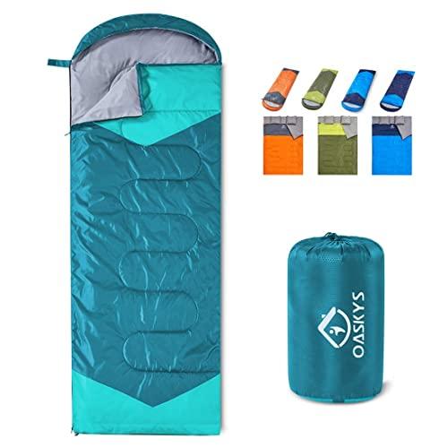 oaskys Camping Sleeping Bag - 3 Season Warm & Cool Weather - Summer, Spring, Fall, Lightweight, Waterproof for Adults & Kids - Camping Gear Equipment, Traveling, and Outdoors