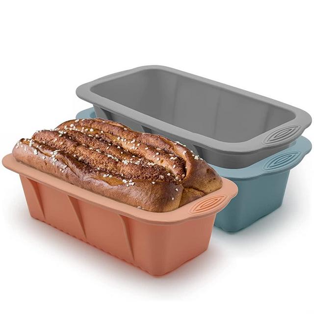 Baocuan 3 pack Silicone Bread Loaf Pan Silicone Bread and Loaf Pan Set of 3 colors Non-Stick Silicone Baking Mold Easy release and baking mold for Homemade Cakes, Breads, Meatloaf and quiche