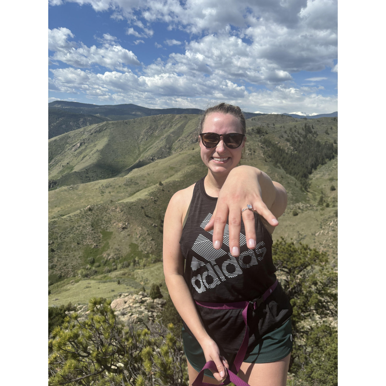 The most beautiful ring from the most wonderful fiancΓ© in the most beautiful spot with our friends and Moose. The perfect proposal.