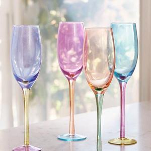 Assorted Colorblock Flute Glass - Set of 4