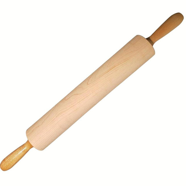 Frieling Rolling Pin - 2.75 in x 15 in Barrel, Natural - Rolling Pins for Baking & Pizza Dough Roller - Wood Roller with Nylon Bushings for Smooth Dough Prep